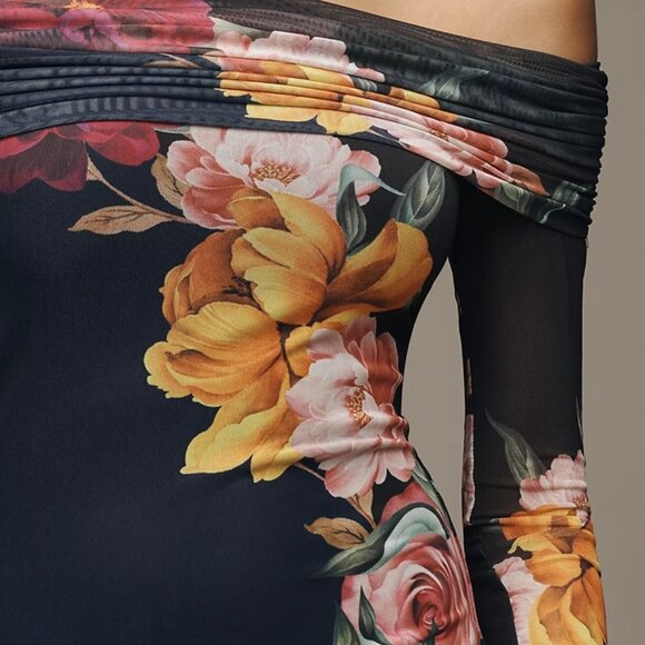 AFRM Praya Off-The-Shoulder Mesh Midi Dress SMALL - Picture 5 of 9